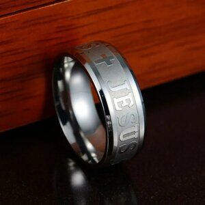 NEW SILVER PLATED JESUS FINGERBAND CHALLA CHRISTIAN FINGER RING JEWELRY FOR MEN